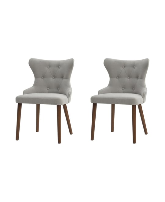 Pedro Mid-Century Modern Waterproof Button-Tufted Dining Chair with Wingback and Solid Wood Legs,Set of 2