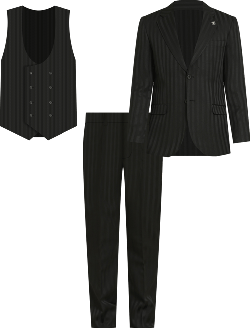 Men's Tone On Tone 3-Piece Jacket With Solid Vest And Pants Suit Peak Lapel