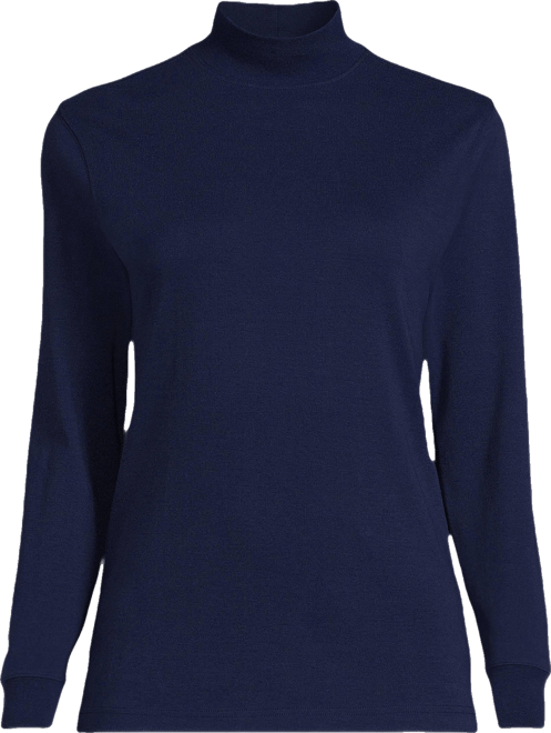 Women's Relaxed Cotton Long Sleeve Mock Turtleneck