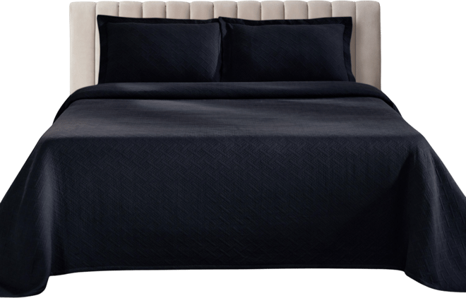 Closeout!  100% Cotton Basketweave Matelasse All-Season 3-piece Coverlet Set, Queen