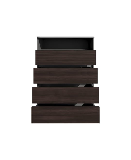 Trevose Dresser, 4 Drawers, 1 Shelf, Matt Gray / Dark Oak