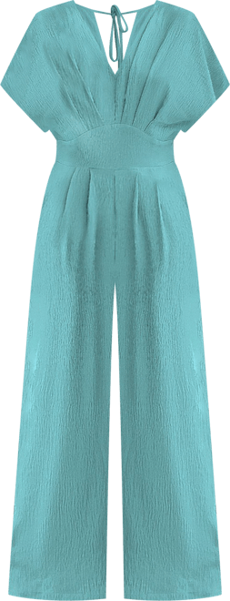 Women's V-Neck Short Sleeve Straight Leg Jumpsuit