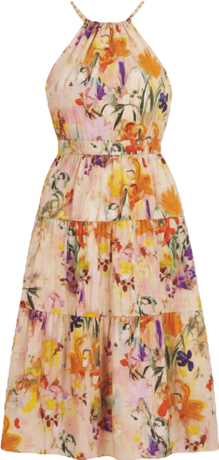 Women's Beaded Halter Midi Dress