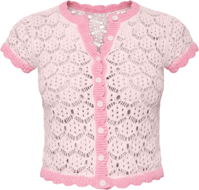 Women's Elisa Open Knit Button Up Top