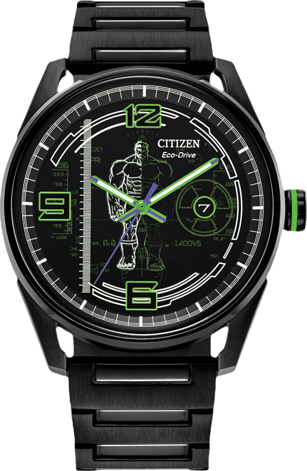 プレストマン Citizen Eco-Drive Men's Marvel Hulk Green Goliath Black-Tone