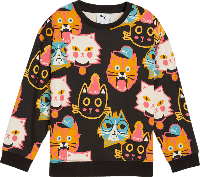 PUMA Moody Cat Little Kids' Patterned Crew Neck Sweatshirt
