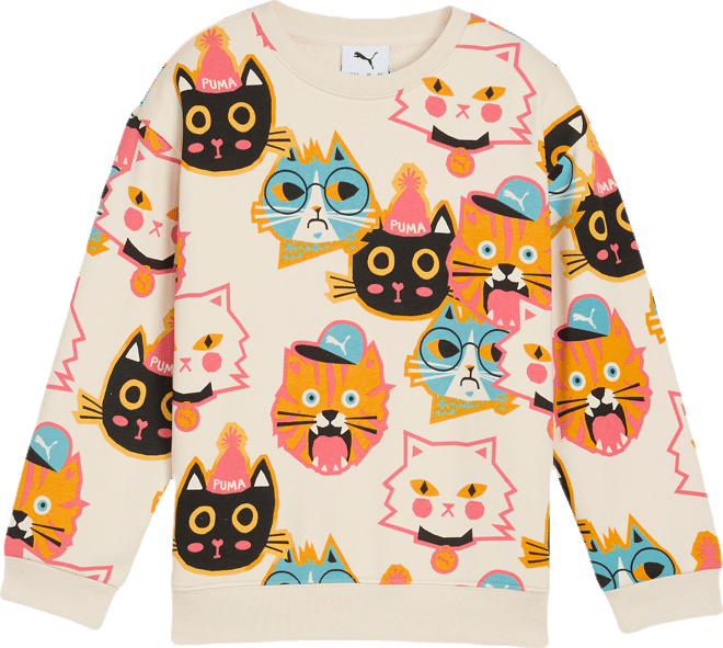 PUMA Moody Cat Little Kids' Patterned Crew Neck Sweatshirt