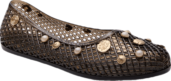 Black Iro Jelly Shell Flats | Ancient Greek Sandals