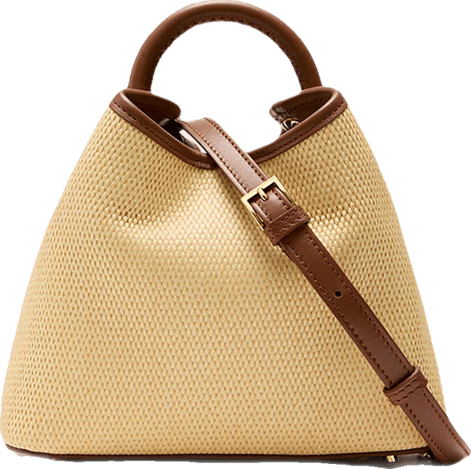 Natural and Cognac Raffia Baozi Bag
