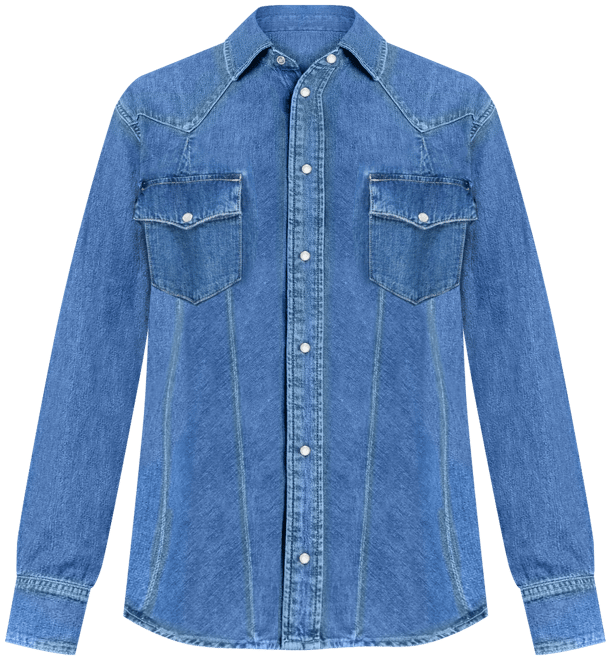 【YOURNUS】Retro Washing Denim Shirt Vintage U.S Top Denim Shirt (Small) - Medium Wash – Think