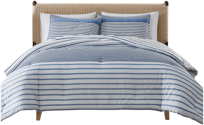 Cooper Stripe Cotton Reversible 3-Pc. Duvet Cover Set, King