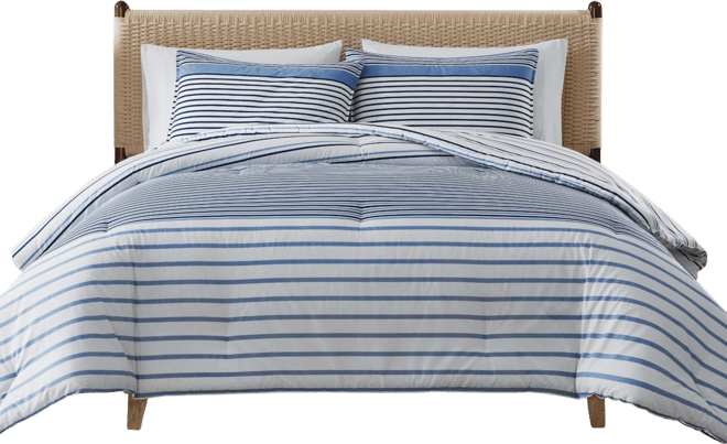 Cooper Stripe Cotton Reversible 3-Pc. Comforter Set, Full/Queen