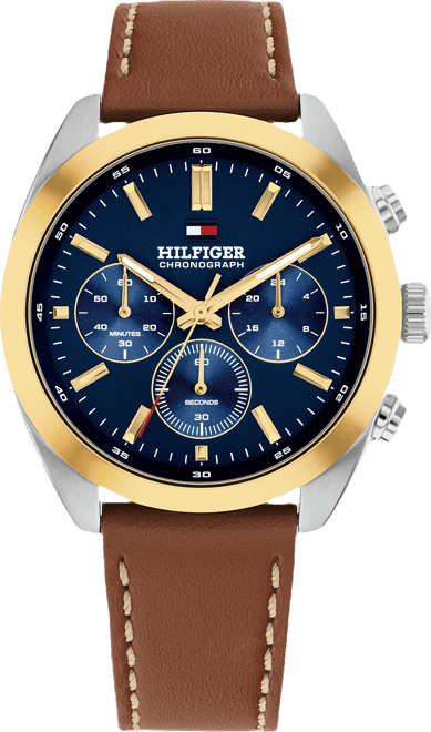 Men's Chronograph Brown Leather Strap Watch, 40mm