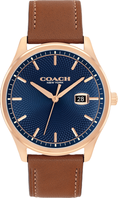 Men's Oliver Saddle Leather Calfskin Strap Watch, 41mm