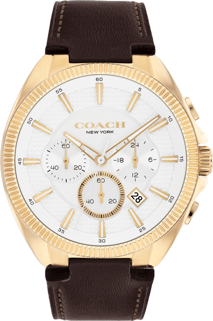 Men's Jackson Dark Brown Leather Calfskin Strap Watch, 44.1mm