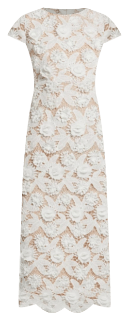 【Mac Duggal】Floral Lace Fitted Midi Dress 関税送料込 Green Floral Lace Fitted Short Sleeve Midi Dress - Mac Duggal