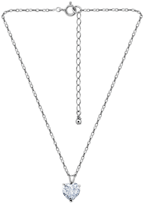 Cubic Zirconia Heart Pendant Necklace in 18k Yellow Gold over Sterling Silver (also in Sterling Silver), 16" + 2" extender, Exclusively