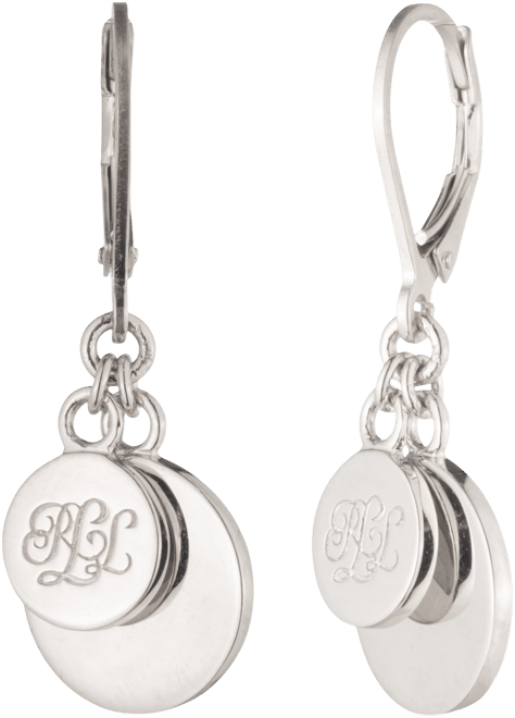 Sterling Silver Script Coin Drop Earrings