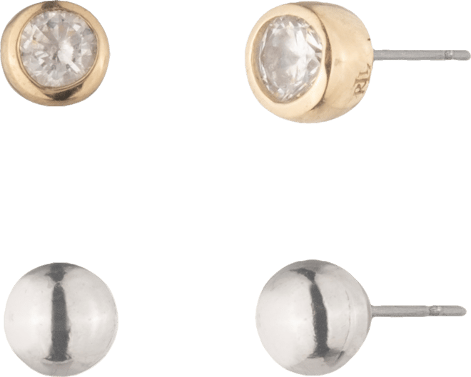 Two-Tone Stud Earrings Set