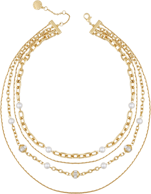 Layered Gold-Tone Chain Cultivated Pearl Necklace