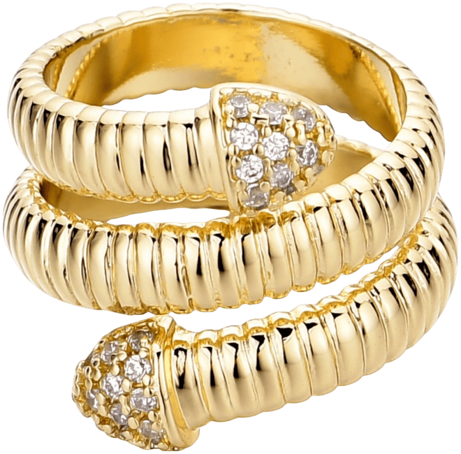 Gold Cubic Zirconia Coil Wrap Ring