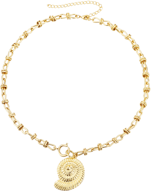 Gold Chunky Shell Pendant Necklace