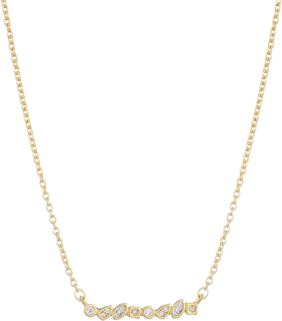 Gold Crystal Dainty Mixed Shape Bar Necklace