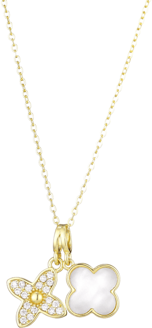 Tarnish Resistant Cubic Zirconia Double Clover Necklace