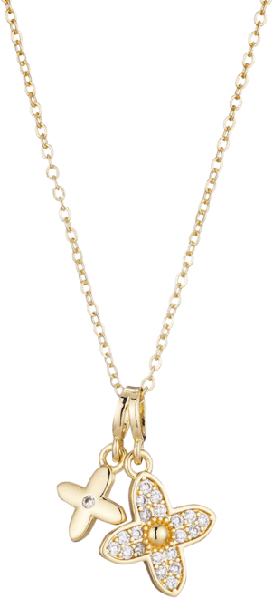 Tarnish Resistant Cubic Zirconia Double Pointed Clover Necklace