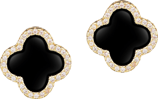 Cubic Zirconia Halo Clover Stud Earrings