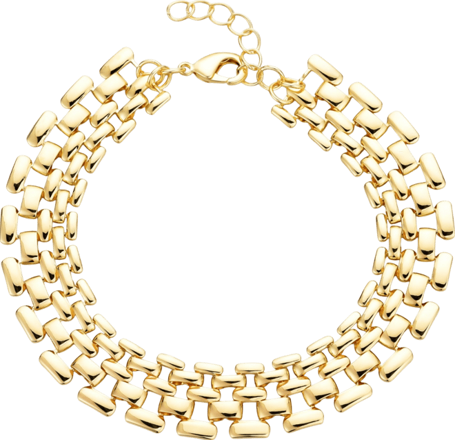 14K Gold Plated Grid Chain Bracelet