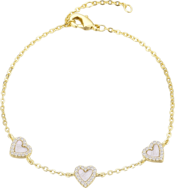 Gold Mother of Pearl Mini Halo Heart Bracelet