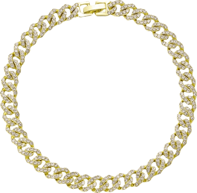 14k Gold Plated Crystal Curb Chain Anklet