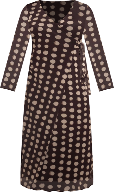Women's Polka Dot Wrap Midaxi Dress