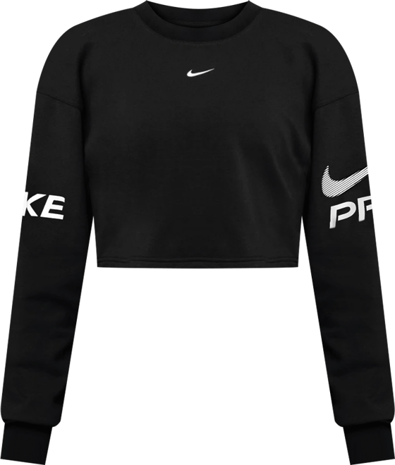 Nike Pro เสื้อวอร์มคอกลมผ้าเฟรนช์เทรีทรงหลวมผู้หญิง Dri-FIT