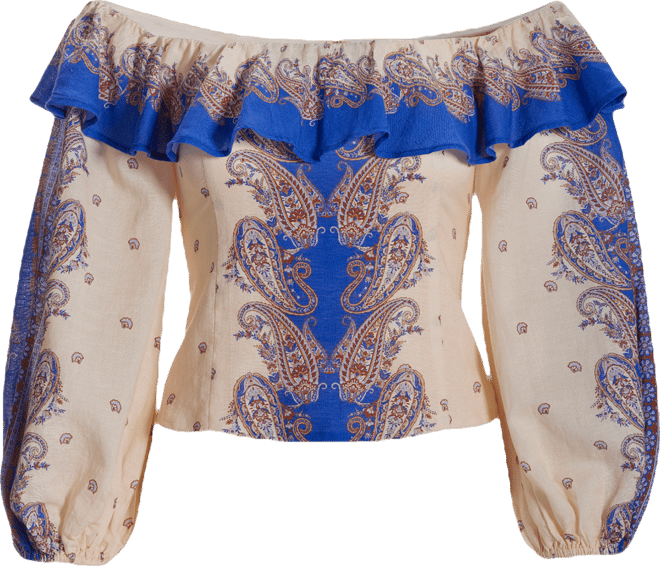 Print Off the Shoulder Blouse - Multi | Boston Proper