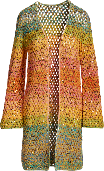 Crochet Sequin Sweater Duster Multi
