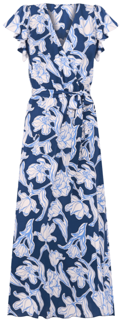 Women's Wrap-Front Short-Sleeve Maxi Dress