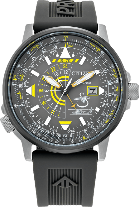 Eco-Drive Men's Promaster Nighthawk Sikorsky Gray Rubber Strap Watch 42mm