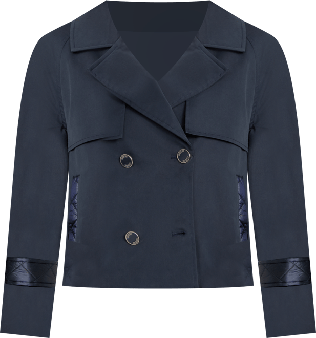 Women's Cropped Quilted-Trim Trench Coat