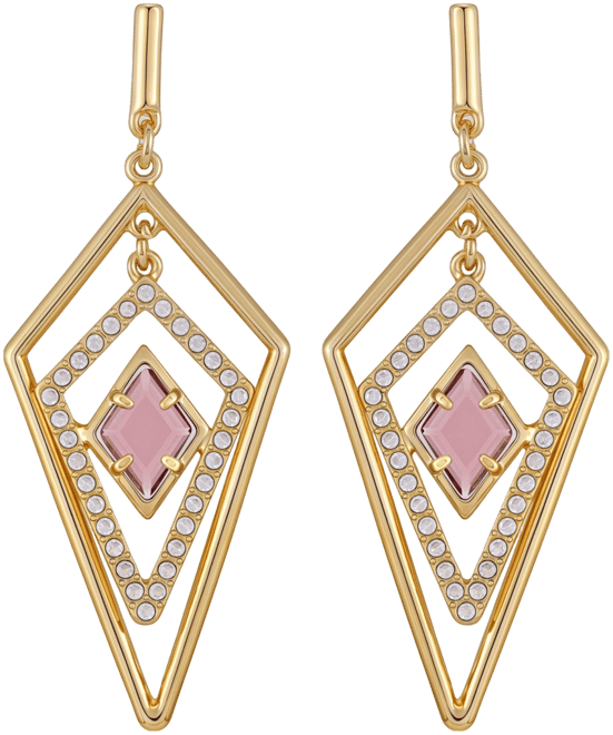 Gold-Tone Diamond Shaped Drop Earrings