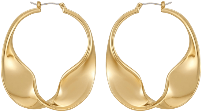 Gold-Tone Sculptural Twisted Hoop Earrings