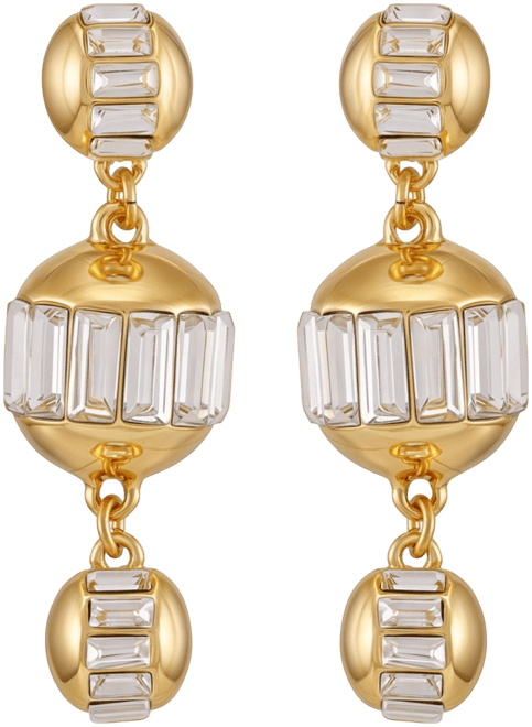 Gold-Tone Crystal Sphere Drop Earrings