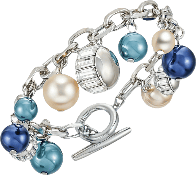 Cultivated Pearl Crystal Charm Bracelet