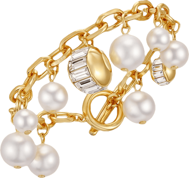 Cultivated Pearl Crystal Charm Bracelet