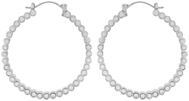 Silver-Tone Textured Hoop Earrings