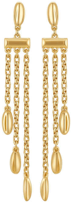 Long Gold Tone Chain Tassel Earrings