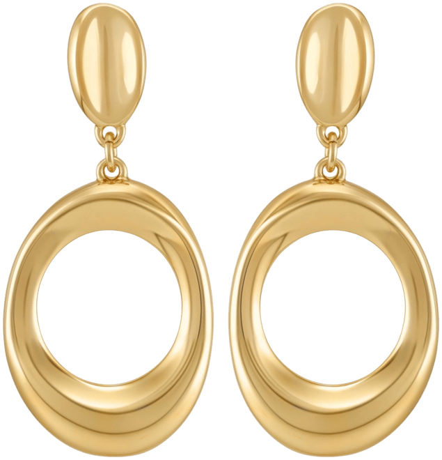 Gold Tone Oval Drop Earrings