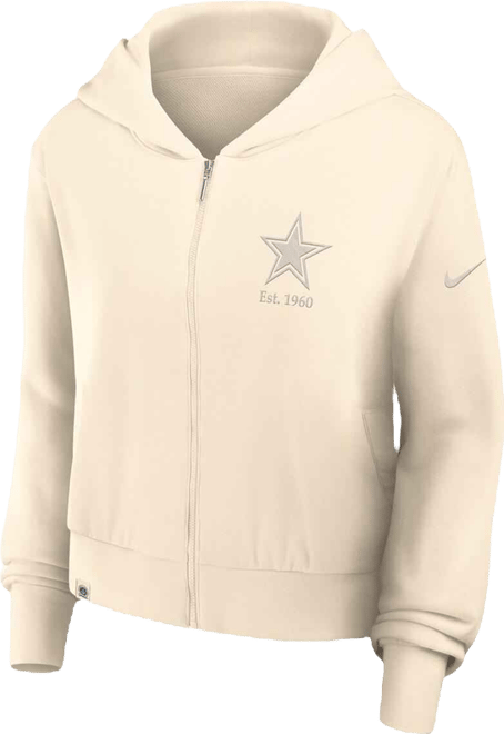Women's Cream Dallas Cowboys Glory Cropped Full-Zip Hoodie