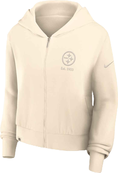 Women's Cream Pittsburgh Steelers Glory Cropped Full-Zip Hoodie